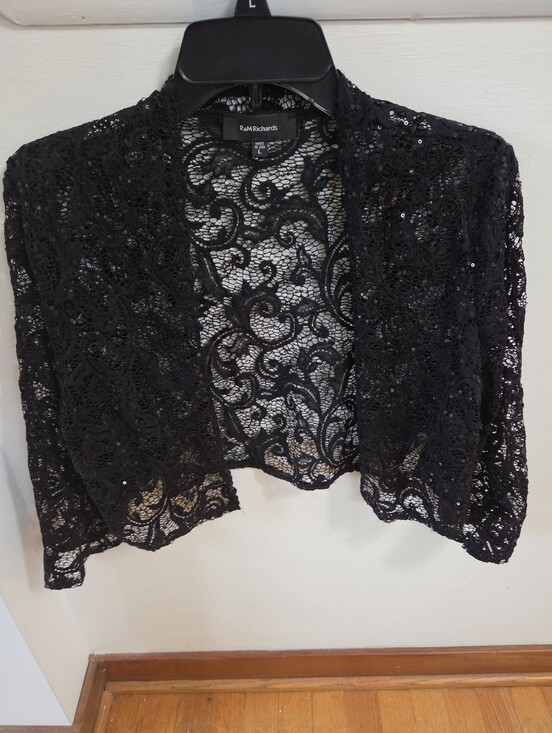 R & M Richards Jackets & Blazers - Sequin Black Lace Jacket. Size L. By R & M Richards